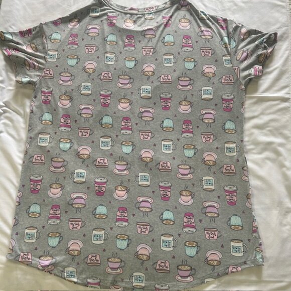 Secret Treasures Ladies  Sleepwear Top sz 2X to 3X  Morning Coffee Pockets - Picture 2 of 6